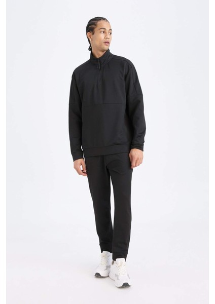 DeFacto Fit Standart Fit Dik Yaka Fermuarlı Skuba Dalgıç Kumaş Sporcu Sweatshirt D7305AX25SP fırsatları