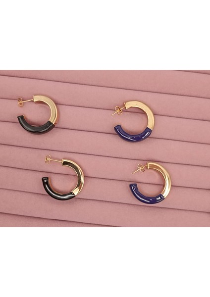 Mineli Küpe Siyah Gold