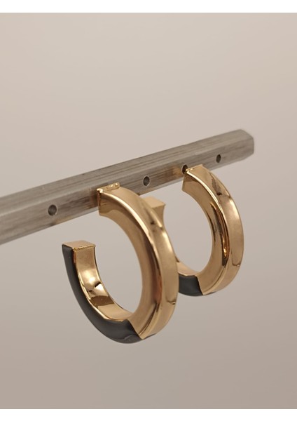 Mineli Küpe Siyah Gold