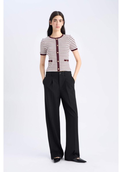 Slim Fit Dar Kesim Bisiklet Yaka Çizgili Fitilli Kaşkorse Kısa Kollu Tişört C2566AX25SP fiyatları