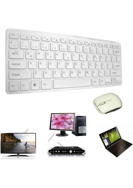 Kablosuz Q Ing Klavye Mouse Set 2.4ghz Beyaz