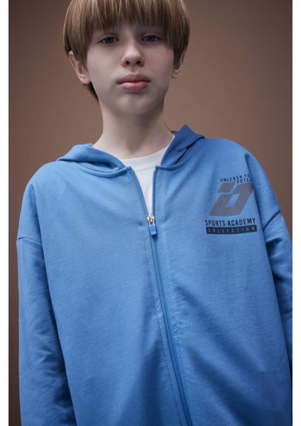 Erkek Çocuk Baskılı Kapüşonlu Fermuarlı Sweatshirt D8536A825SP modelleri