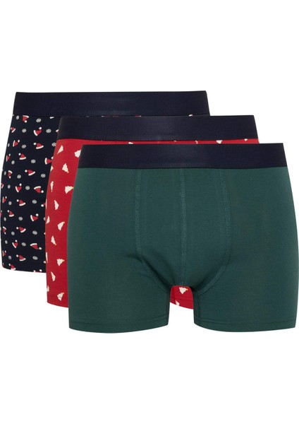 Erkek Yılbaşı Temalı 3'lü Boxer E0045AX24CW