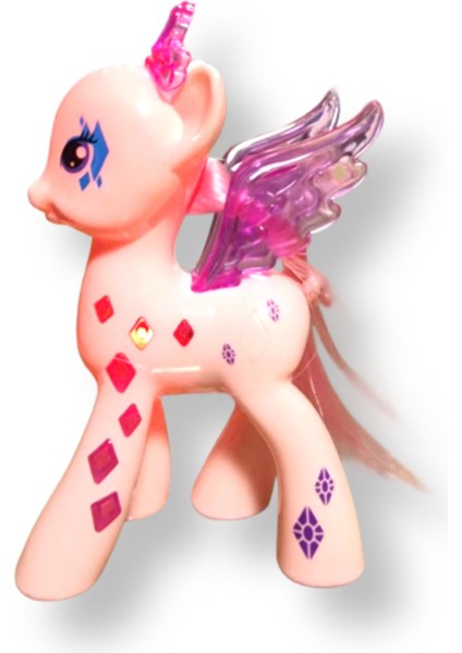 Işıklı Rainbow Unicorn Ponny Figür - 8 cm Pembe Taçlı Model