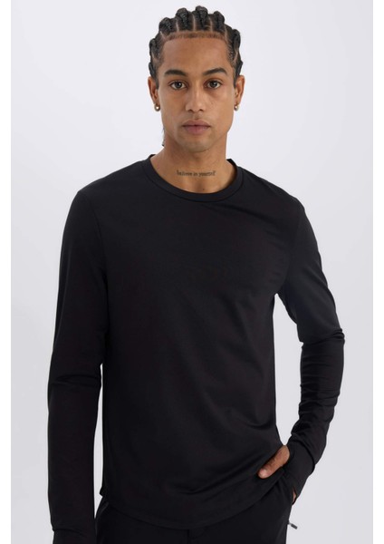 Fit Slim Fit Dar Kesim Bisiklet Yaka Sporcu Uzun Kollu Tişört A3961AX24WN