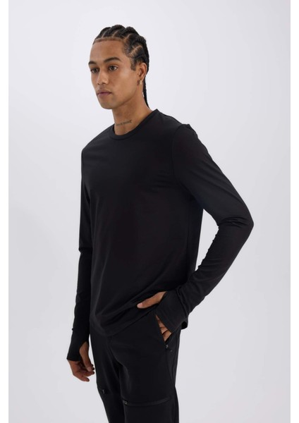Fit Slim Fit Dar Kesim Bisiklet Yaka Sporcu Uzun Kollu Tişört A3961AX24WN
