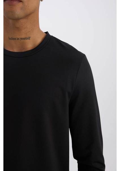 Fit Slim Fit Dar Kesim Bisiklet Yaka Sporcu Uzun Kollu Tişört A3961AX24WN