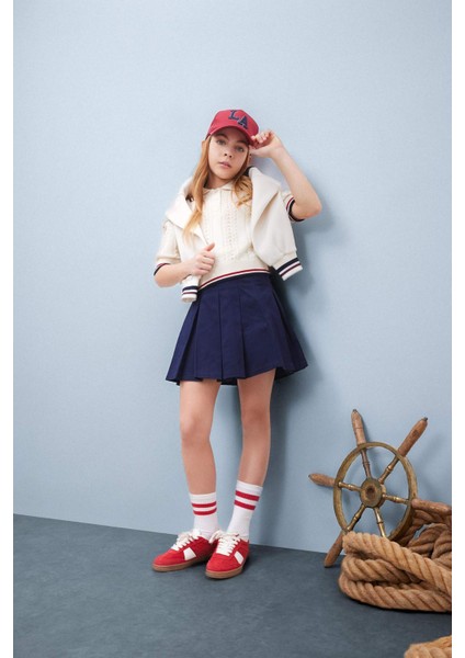 Kız Çocuk Cropped Fit Polo Yaka Kazak E0364A825SP