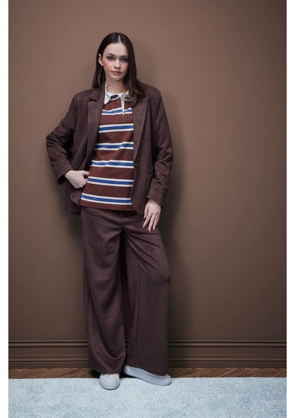 Coool Loose Fit Polo Yaka Çizgili Uzun Kollu Tişört E4915AX25SP fiyatları
