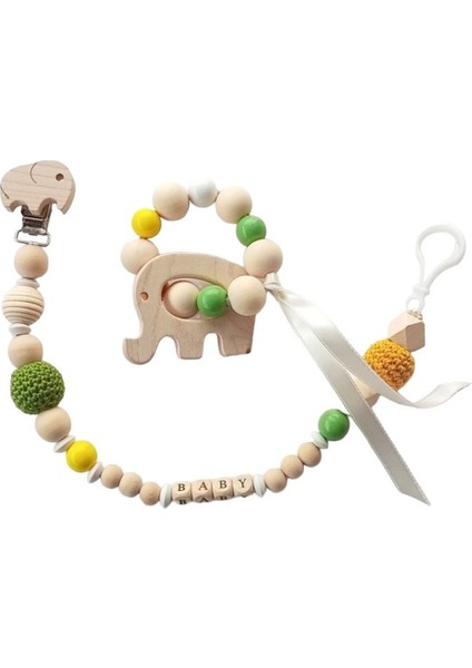 Hoşgeldin Bebek, Unisex, Yenidoğan Bebek, Bebeğinizin Ismine Özel Organik Fil Emzik Askısı