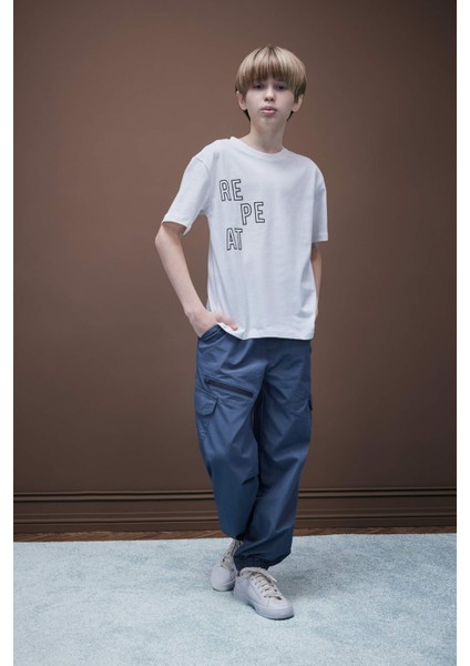 Erkek Çocuk Bisiklet Yaka Sırt Baskılı Kısa Kollu Tişört fiyatları