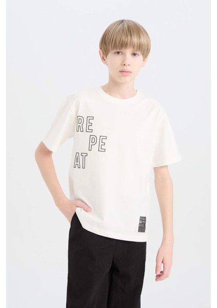 Erkek Çocuk Bisiklet Yaka Sırt Baskılı Kısa Kollu Tişört indirimleri