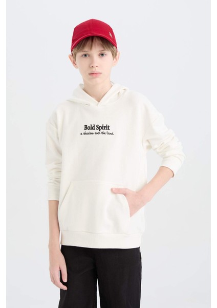 Erkek Çocuk Oversize Geniş Kalıp Kapüşonlu Nakışlı Sweatshirt D8498A825SP fırsatları