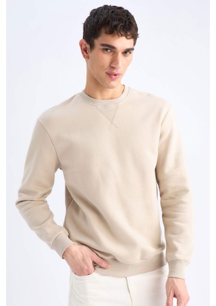 Regular Fit Bisiklet Yaka Kalın Basic Düz Sweatshirt T3777AZ25SP
