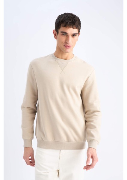 Regular Fit Bisiklet Yaka Kalın Basic Düz Sweatshirt T3777AZ25SP