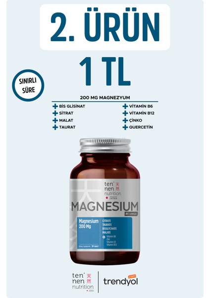 4x Magnesium Complex - Her Serviste 200 Mg Magnezyum Sitrat, Biglisinat, Taurat, Malat - Çinko, Vitamin D, B6, B12