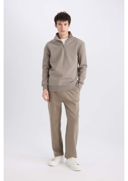 Regular Fit Eşofman Altı İçi Polarlı Basic Düz Cepli Beli Bağcıklı Düz Paça D7836AX25SP