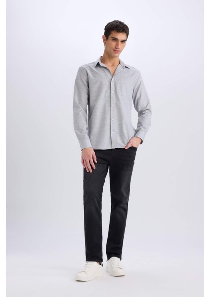 Modern Fit Polo Yaka Basic Düz Uzun Kollu Gömlek E5045AX25SM fiyatları