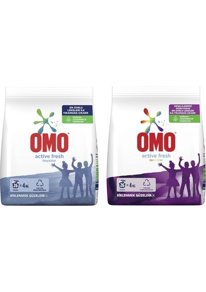 Active Fresh Beyazlar 4 kg + Renkliler 4 kg 2'li Set