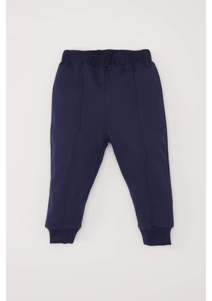 Erkek Bebek 2'li Takım Bisiklet Yaka Çizgili Sweatshirt Beli Lastikli Eşofman Altı D7750A525SP fırsatları