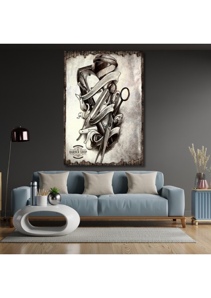 Kanvas Berber Temalı Tablo Kuaför Ofis Tablosu Kuaför Salonu Tablo fiyatları