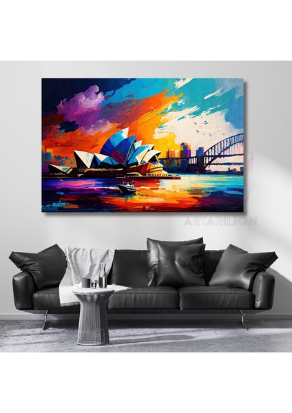 Sydney Opera Binası Rengarenk Kanvas Tablo Salon Tablosu