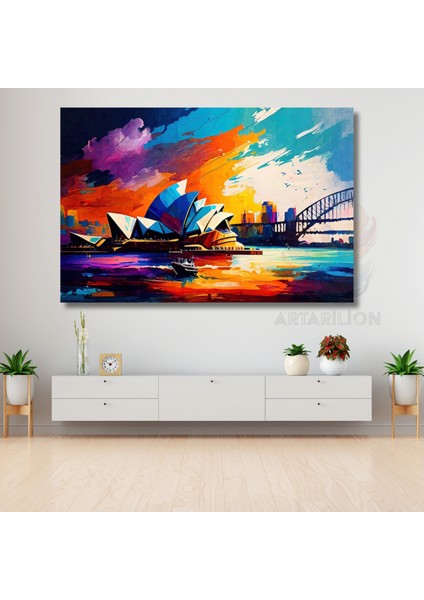 Sydney Opera Binası Rengarenk Kanvas Tablo Salon Tablosu modelleri