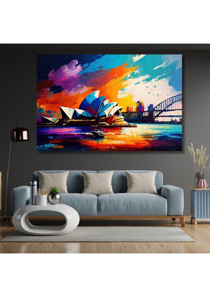 Sydney Opera Binası Rengarenk Kanvas Tablo Salon Tablosu fiyatları