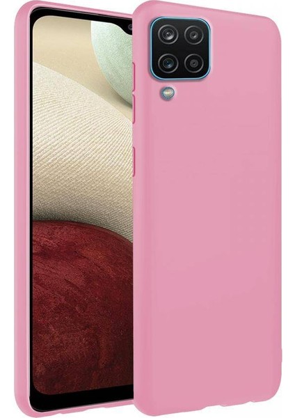 Samsung Galaxy A12 İnce Mat Silikon Kılıf Pembe