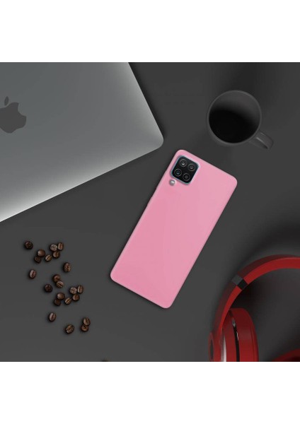 Samsung Galaxy A12 İnce Mat Silikon Kılıf Pembe modelleri