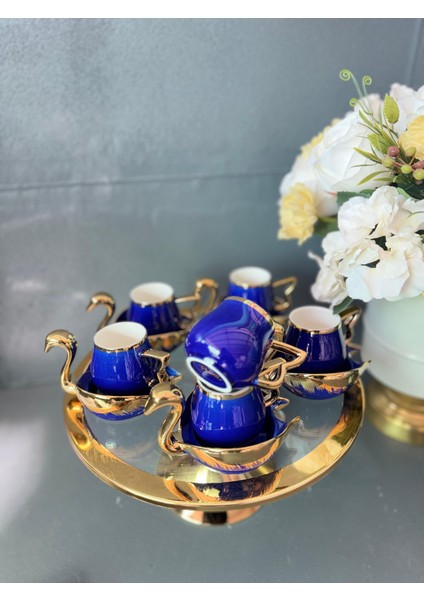 Lacivert Kuğu Fincan Takımı 6 Kişilik fiyatları