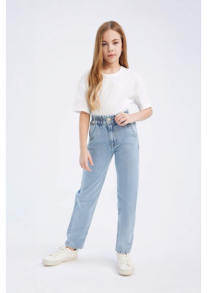 Kız Çocuk Paperbag Jogger Paça Pamuklu Jean Pantolon D7112A825SM
