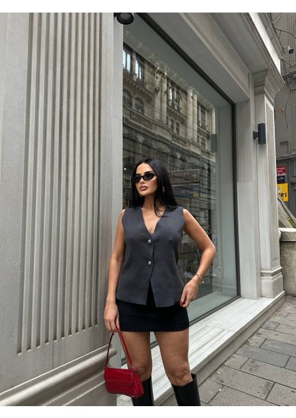 Kadın Düğmeli Kolsuz Bluz Yelek fırsatları