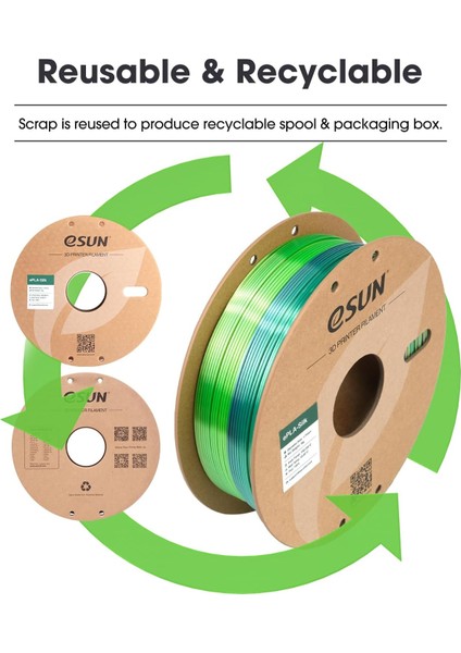 Urhanshop Esun Esilk-Pla Filament Rainbow 1.75MM 1 kg