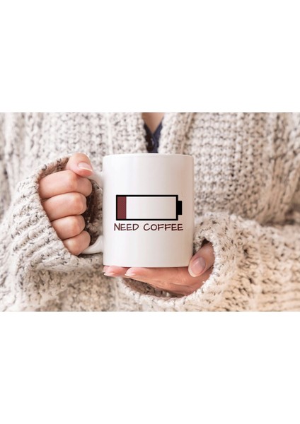 Need Coffee Kahve Baskılı Hediyelik Porselen Kupa Bardak