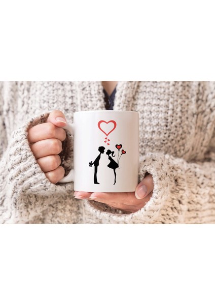 Happy Valentines Day Baskılı Hediyelik Porselen Kupa Bardak