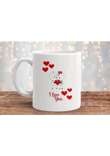I Love You Sevgililer Günü Baskılı Hediyelik Porselen Kupa Bardak fiyatları