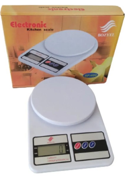SF-400 Elektronik Mutfak Tartısı - Dijital Ekranlı Tartı - Hasas Terazi -Beyaz