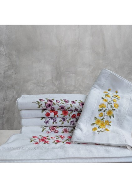 Nil Nakışlı 6 Adet El Yüz Havlusu 50 x 90 cm