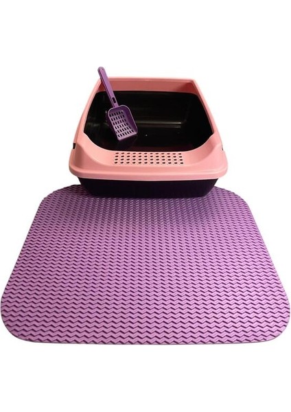 Kedi Bakım Seti (Pembe) – Açık Tuvalet+Paspas+Mama Kabı+Kürek