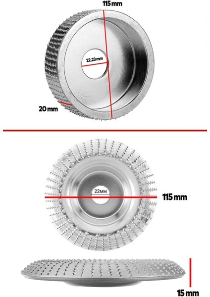 Ahşap Taşlama Törpüleme Diski Oyma Eğe Ahşap 115 mm Avuç Taşlama Kesme Oval ve Açılı (2 Adet