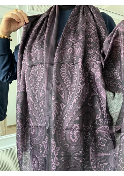 Etnik Desen Soft Pamuk Şal Mor Mürdüm Renk