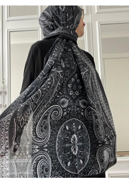 Etnik Desen Soft Pamuk Şal Lacivert Kırmızı Bej Renk