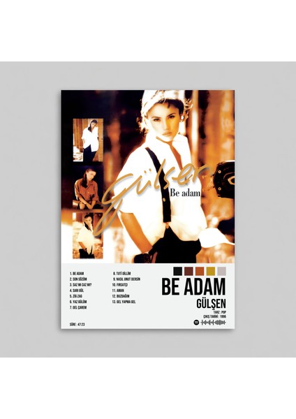 Gülşen - Be Adam Spotify Albüm Spotify Çerçevesiz Tasarım Poster