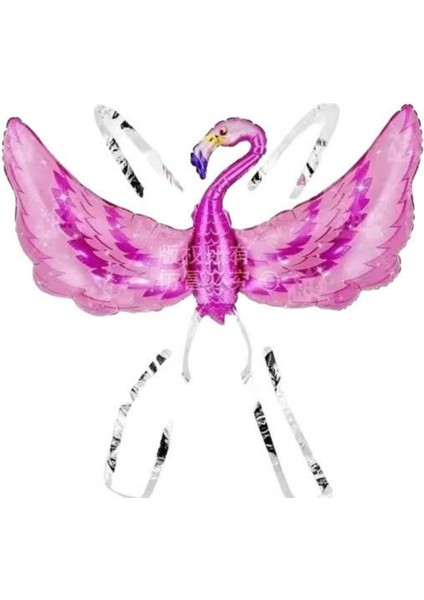 Kanatlı Pembe Flamingo Folyo Balon 1 Adet
