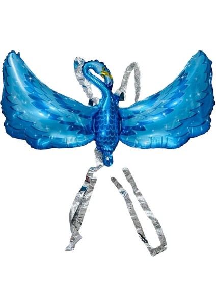 Kanatlı Mavi Flamingo Folyo Balon 1 Adet