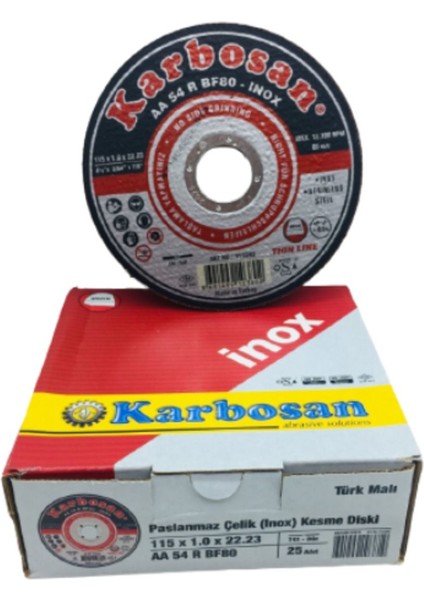 Aa 54R Paslanmaz Inox Taş 25 Adet 115X1X22.23MM
