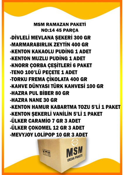 Ramazan Paketi Erzak Kolisi Kumanya Paketi Ramazan Kolisi Gıda Paketi Parça Çocuklar İçin Çikolata Setli No 22