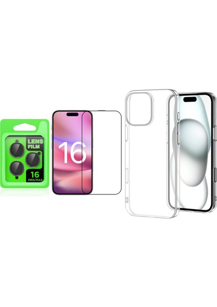 Apple iPhone 16 Pro Kılıf Zore Droga Kapak + Kamera Lens Koruyucu + Cam Ekran Koruyucu