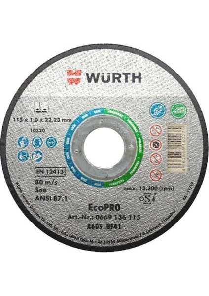 Ecopro Kesme Taşı Paslanmaz Çelik Için 115X1 mm (25 Adetli Paket)